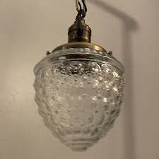 18” Long Pendant Entry Light Brass Wired With Clear Shade ...