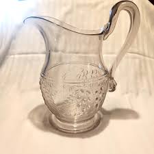 Barberry Antique American Pattern Glass Pitcher Eapg Sandwich McKee 19th Century | eBay