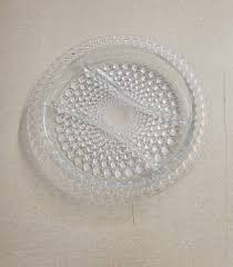 Large Bubble Glass, Hobnail 3 Part Relish Tray, Vintage ...