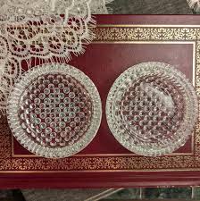 Vintage Lidded Square Lead Crystal & Round Glass Diamond ...