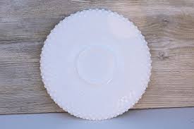 vintage Fenton hobnail milk glass cracker tray round bowl plate for chip dip set