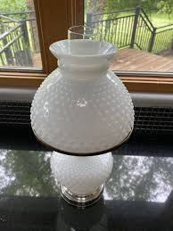 VINTAGE White Hobnail Milk Glass Hurricane Lamp 16”H | eBay