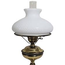 Vintage Antique Brass Hurricane Lamp White Hobnail Milk Glass 19" - 21" Tall - Etsy