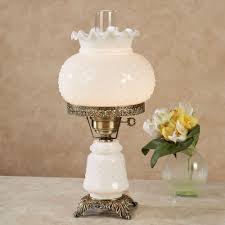 Mindy White Hobnail Glass Hurricane Table Lamp