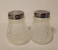 3 Piece Diamond Pattern Glass Sugar Salt Pepper Vintage | eBay