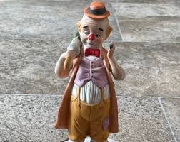 Vintage Clown Music Box With Cigar, Umbrella and Wood ...