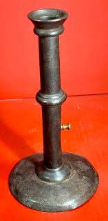 24-200. English Hog Scraper Candlestick. - Dig Antiques