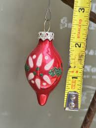 Rare Vintage Glass Teardrop Christmas Ornament Red White ...