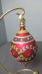 Glass Tear Drop Christmas Ornament Jewels w/ Glitter - J Tag ...