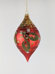 Pair Red and Green Glittery Glass Christmas Ornaments ...