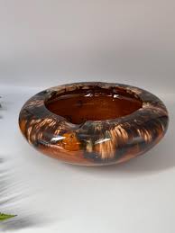 Art Nouveau Style Ceramic Bowl – Tortoise Shell Drip Glaze ...