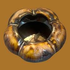 Glazed Earthen Ware Ceramic Trinket Dish Vintage Browns Made ...