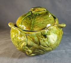 Vintage Holland Mold Green Cabbage Leaf Ceramic Serving Bowl ...
