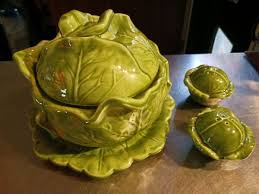 Vintage Holland Mold cabbage Lettuce covered dish salt and ...