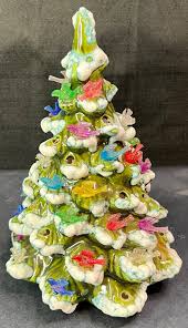 VTG Holland Mold 7.5”T Ceramic Christmas Tree Figurine Snow ...