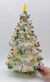 #67 Hand Painted 18" lighted Ceramic Christmas Tree – Suze ...