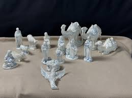 Vintage Holland Mold Nativity Set 16 Pieces Blue Glazed RARE ...