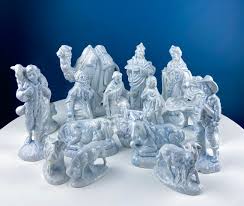 Buy Vintage, Atlantic Mold Nativity Set. Blue High Gloss ...