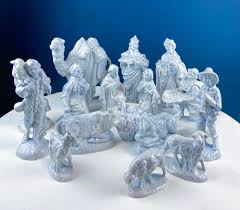 Vintage, Atlantic Mold Nativity Set. Blue High Gloss Finish ...