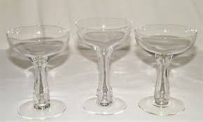 Vintage Blown (3) Clear Glass HOLLOW STEM CHAMPAGNE COUPES Plain~Bulbous Stem~EX | eBay Australia