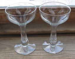 2 MCM Hand Blown Clear Bulbous Hollow Stem Champagne Glasses 5-1/4" SO14 | eBay