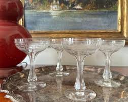 Vintage Libbey **SET OF 4**- Rock Sharpe Coupe Glasses Engraved Floral - Etsy