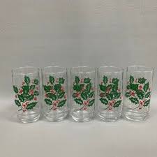 Indiana Glass | Dining | Indiana Glass Holly And Berries Christmas Tumblers Holiday 2 Oz | Poshmark