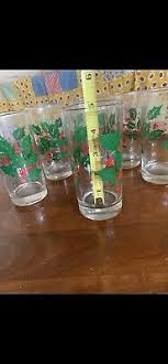 Vintage Holly Berry Glasses Tumblers 6 Pcs Indiana Bartlett Collins VTG | eBay