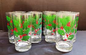 Ten (10) - 5" Anchor Hocking "holly" Flat Christmas Tumblers - Etsy UK
