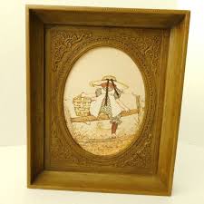 Hollie Hobbie 1971 Art Green Plastic Ornate Deep Framed 7.5 ...