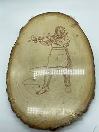 RARE VINTAGE SEALED Basswood Country Rounds wood girl playing flute 12"x7" | eBay