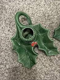 Atlantic Molds Holly Berry Candle Holder Vintage Ceramic ...