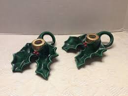 Pair Vintage Holland Mold Holly Berry Ceramic Christmas ...