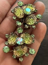 vintage green clip earrings with two signatures beau and Judy Lee | eBay