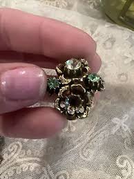 Florenza Bracelet earring set Rhinestone as is missing stones signed | eBay