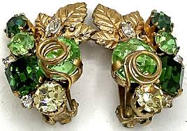 Vintage Austrian Crystal Rhinestone Brooch Yellow Green Gold Tone Leaves Marked | eBay