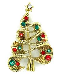 Hollycraft Christmas Tree Pin - Rare Design - Book Piece! Vintage - Gift Box | eBay