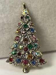 VINTAGE 1970'S RHINESTONE CHRISTMAS TREE PIN | eBay