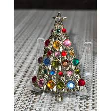 Hollycraft Vtg Christmas Tree Pin Brooch With Multicolor ...