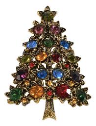 Vintage Pakula Christmas Tree Pin Multicolor Rhinestones ...