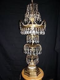 RARE Antique Art Deco Nouveau Crystal Chandelier Table Lamp ...