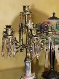 STUNNING Antique marble crystal and brass candelabra from ...