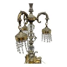 Loevsky Crystal Waterfall Lamp: Brass Hollywood Regency MCM ...