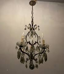 Vintage Italian Crystal Chandelier: Bronze Frame, Grey Crystals - Etsy