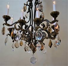 French Wrought Iron and Crystal Chandelier at 1stDibs | wrought iron chandeliers for sale, french wrought iron chandelier, wrought iron crystal chandelier