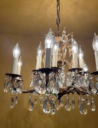 1960s Hollywood Regency LARGE brass crystal chandelier | The Old Above | Restored Vintage Lighting