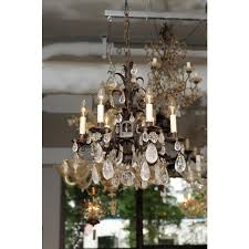 Early 20th C. Italian Wrought Iron & Rock Crystal 6-Light Chandelier | Chairish