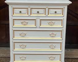 Restful White and Mettalic Gold Chest of Drawers, Custom ...