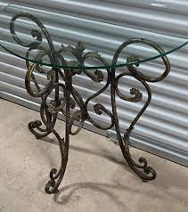 Half Moon Glass Console Table Decorative Baroque Hollow Metal Base PICK UP ONLY | eBay