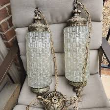 Vtg Hollywood Regency Hanging Swag Pendulum Lamp Double light Fixture | eBay